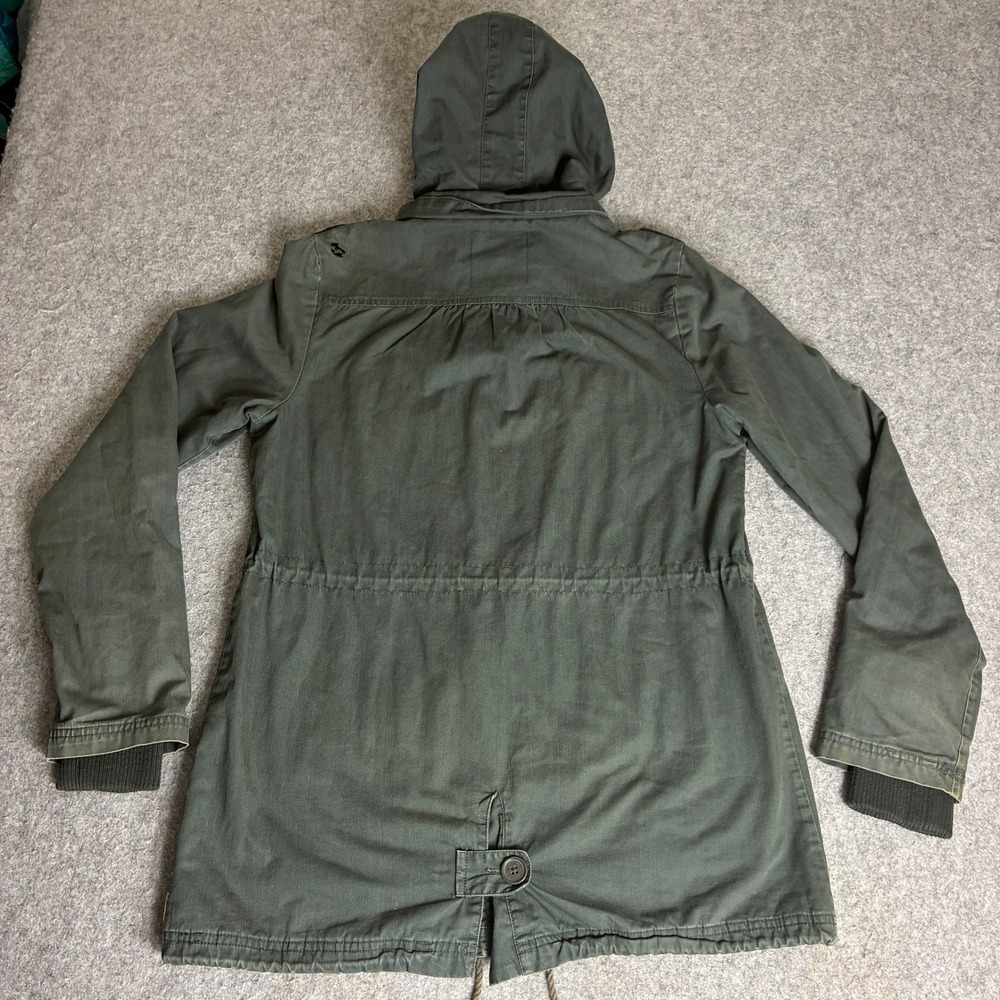 Billabong Womens L Olive Green Utility Field Jacket Flannel Lined Cotton Canvas - Picture 2 of 10